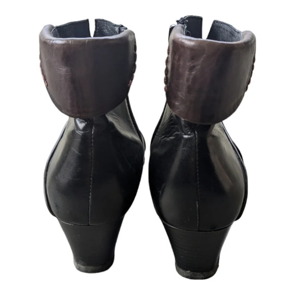 Canal  Grande Leather Ankle Boots Booties Black Brown Patchwork Embroidery 38 - Picture 6 of 10